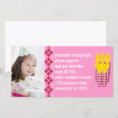 Roze Argyle Verjaardags Foto Uitnodiging (Voorkant / Achterkant)