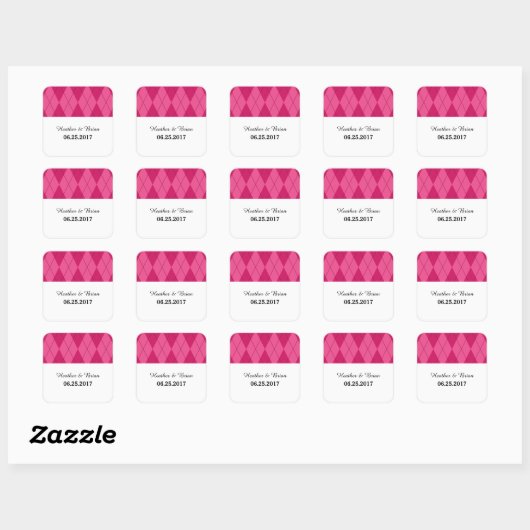 Roze Argyle Wedding Stickers (Vel)