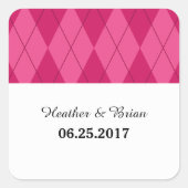Roze Argyle Wedding Stickers (Voorkant)