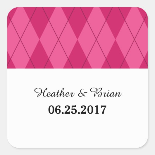 Roze Argyle Wedding Stickers (Voorkant)