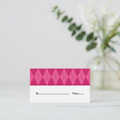 Roze Argyle Weduwgoedkaart Plaatskaartje (Staand voorkant)