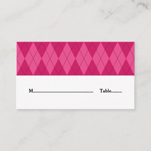 Roze Argyle Weduwgoedkaart Plaatskaartje (Voorkant)