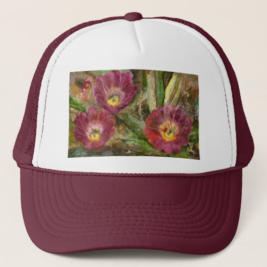 Roze Arizona woestijnbloemen Trucker Pet (Voorkant)