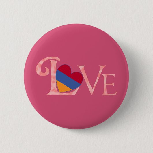 Roze Armeense LIEFDE Ronde Button 5,7 Cm (Voorkant)