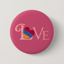 Roze Armeense LIEFDE Ronde Button 5,7 Cm