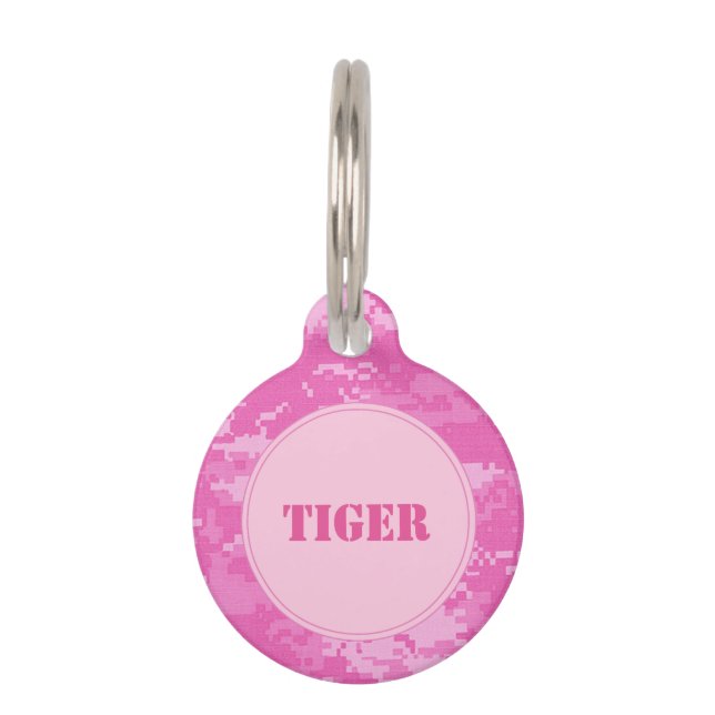 Roze ARMY ACU Camouflage Pet Name Tag Huisdierpenning (Voorkant)