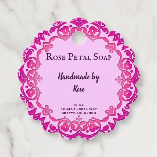 Roze Art Aangepaste handgemaakte Craft Labels (Voorkant)