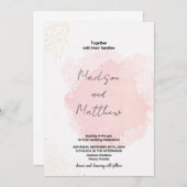 Roze Art bruiloft uitnodigingen (Voorkant / Achterkant)