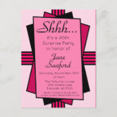 Roze Art Deco 40th Surprise Party Birthday Uitnodiging Briefkaart (Voorkant)