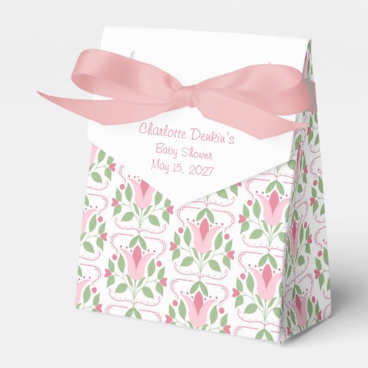 Roze Art Deco Baby shower Favor Box Bedankdoosjes (Voorkant Zijde)
