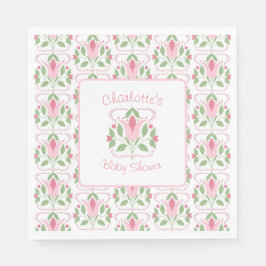 Roze Art Deco Baby shower lunch Servet