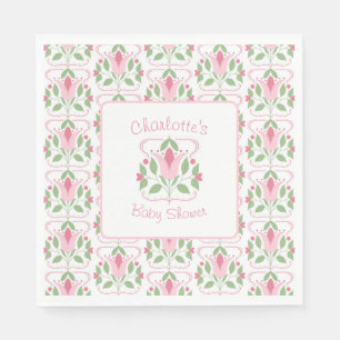 Roze Art Deco Baby shower lunch Servet