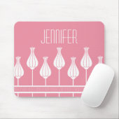 Roze Art Deco bloemmotief muismat (Met muis)