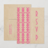 Roze Art Deco Border RSVP Briefkaart (Voorkant / Achterkant)
