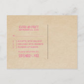 Roze Art Deco Border RSVP Briefkaart (Achterkant)