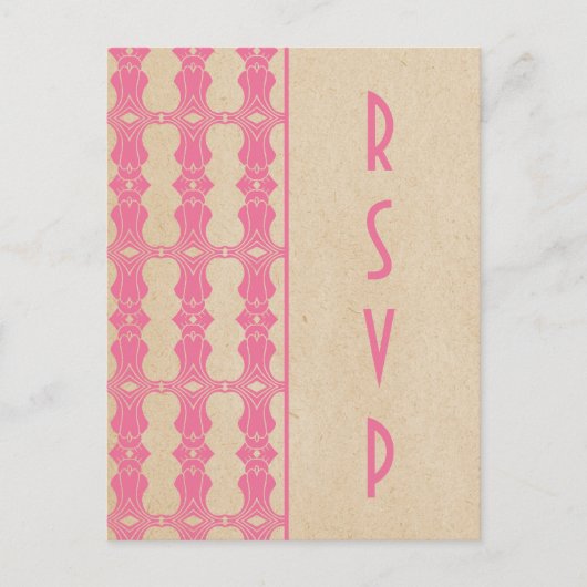 Roze Art Deco Border RSVP Briefkaart (Voorkant)