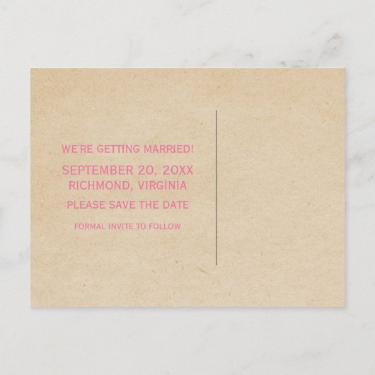 Roze Art Deco Border Save the Date Briefkaart (Achterkant)