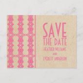 Roze Art Deco Border Save the Date Briefkaart (Voorkant)