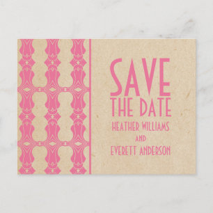 Roze Art Deco Border Save the Date Briefkaart