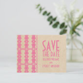 Roze Art Deco Border Save the Date Briefkaart (Staand voorkant)