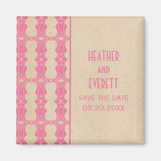 Roze Art Deco Border Save the Date Magnet