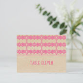 Roze Art Deco Border Table Number Briefkaart (Staand voorkant)