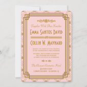 Roze Art Deco bruiloft uitnodigingen (Voorkant)