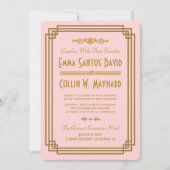 Roze Art Deco bruiloft uitnodigingen (Voorkant)