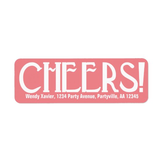 Roze art Deco Cheers Etiket (Voorkant)