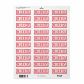 Roze art Deco Cheers Etiket (Full Sheet)