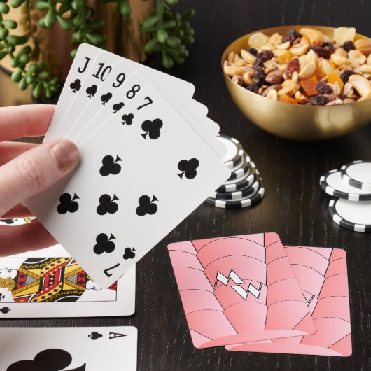Roze Art Deco Design Monogrammed Pokerkaarten (Insitu)