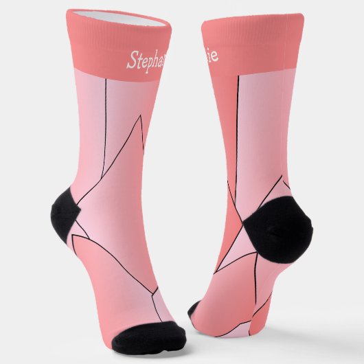 Roze Art Deco Design Soksokken Sokken (Gebogen)