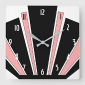 Roze Art Deco Design Vierkante Klok (Voorkant)