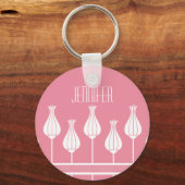 Roze Art Deco Floral Sleutelhanger (Voorkant)