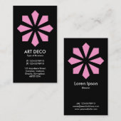 Roze Art Deco Flower Star - zwart Visitekaartje (Voorkant / Achterkant)