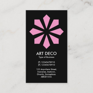 Roze Art Deco Flower Star - zwart Visitekaartje