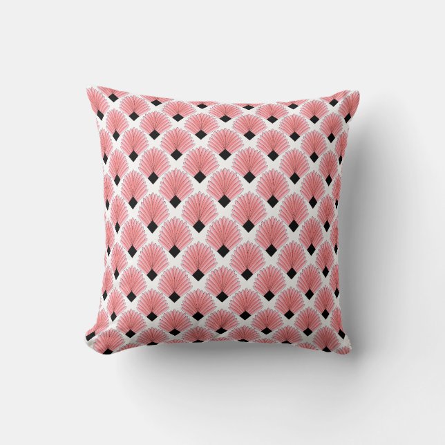 Roze Art Deco Ontwerp Kussen (Voorkant)