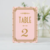 Roze Art Deco Tafelnummers voor Huwelijk (Staand voorkant)