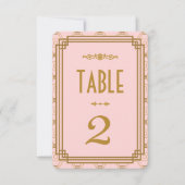 Roze Art Deco Tafelnummers voor Huwelijk (Voorkant)