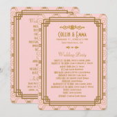 Roze Art Deco Trouwprogramma's Programmakaart (Voorkant / Achterkant)