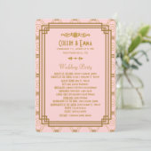 Roze Art Deco Trouwprogramma's Programmakaart (Staand voorkant)