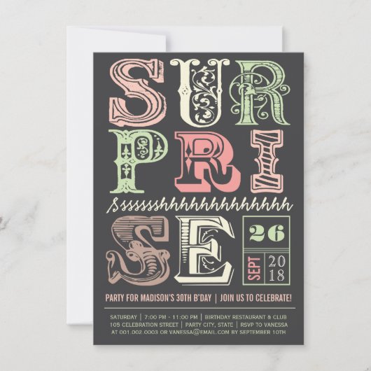 Roze art Deco verrassende partij Volwassenen uitno Kaart (Voorkant)