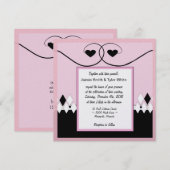 Roze Art Deco Wedding Uitnodiging (Voorkant / Achterkant)