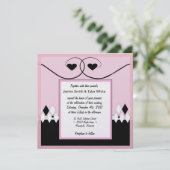 Roze Art Deco Wedding Uitnodiging (Staand voorkant)