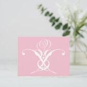 Roze Art Deco Wit Bloeiend Roos Briefkaart (Staand voorkant)