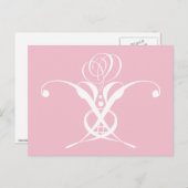 Roze Art Deco Wit Bloeiend Roos Briefkaart (Voorkant / Achterkant)