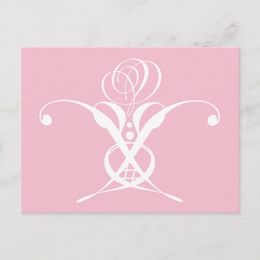Roze Art Deco Wit Bloeiend Roos Briefkaart (Voorkant)