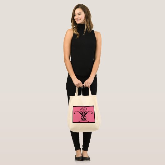 Roze Art Deco Zwart Bloeiend Roos Tote Bag (Voorkant (model))