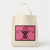 Roze Art Deco Zwart Bloeiend Roos Tote Bag (Voorkant)