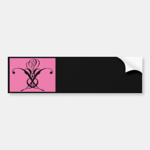 Roze Art Decor Zwart Bloeiend Roos Bumpersticker